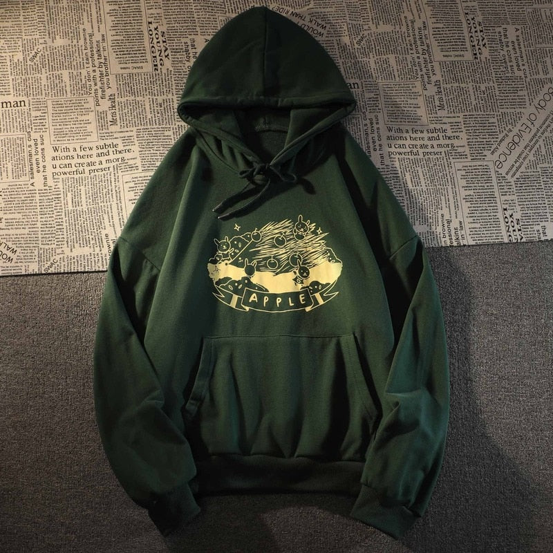 "APPLE" Hoodie With Print And Front Pocket