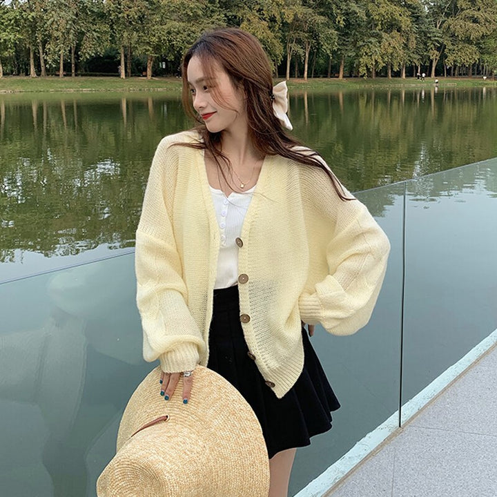 Loose-Fitting Cardigan With V-Neck
