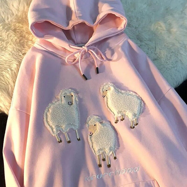 Hoodie With Sheep Embroidery