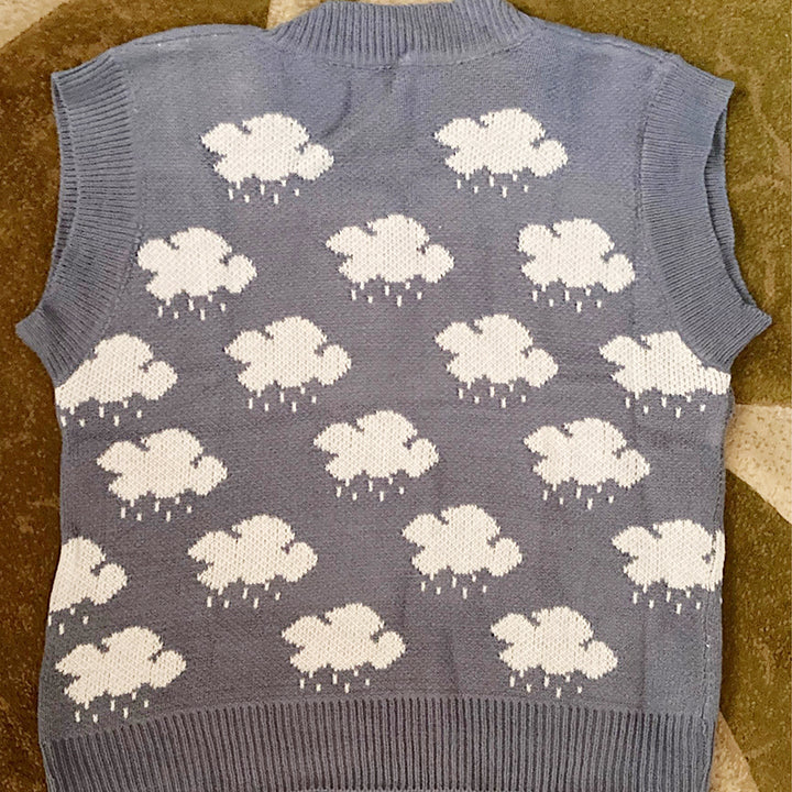 Knitted Vest With Cloud Pattern