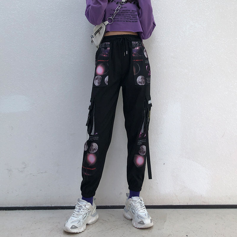 Cargo Pants With Moon Print