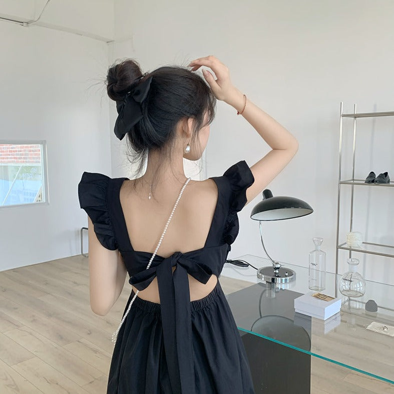 Backless Dress With Butterfly Sleeves