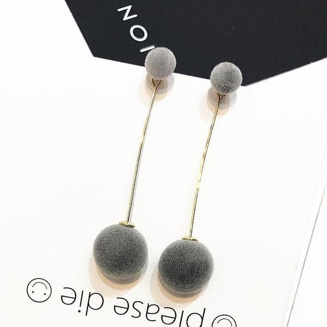 Plush Ball Earrings - Asian Fashion Lianox