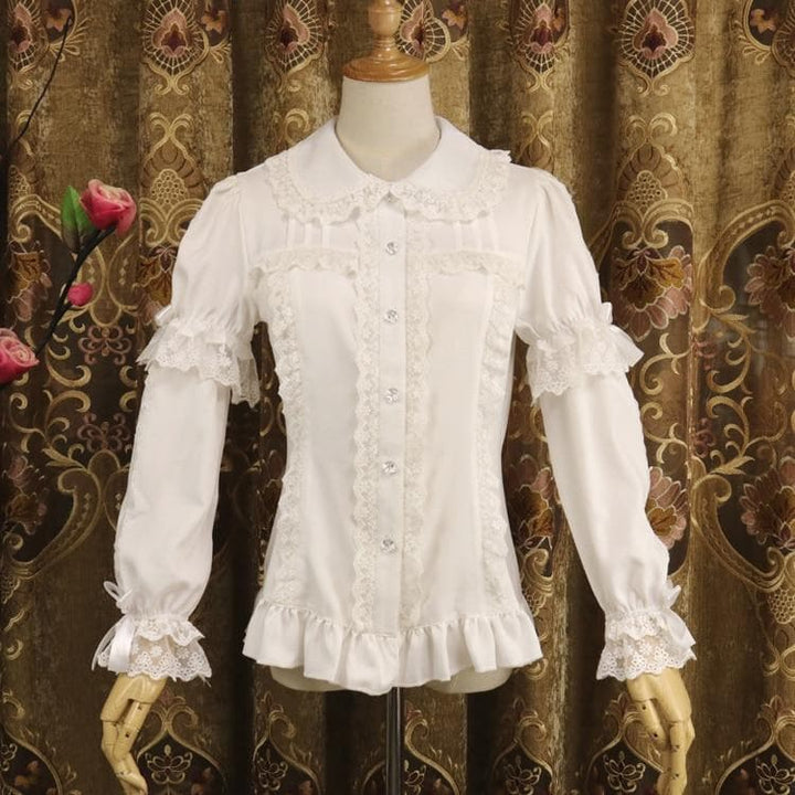 Blouse With Lace Details And Detachable Sleeves
