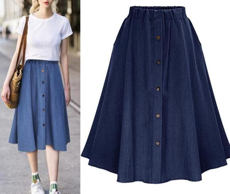 Denim High Waist Skirt - Asian Fashion Lianox
