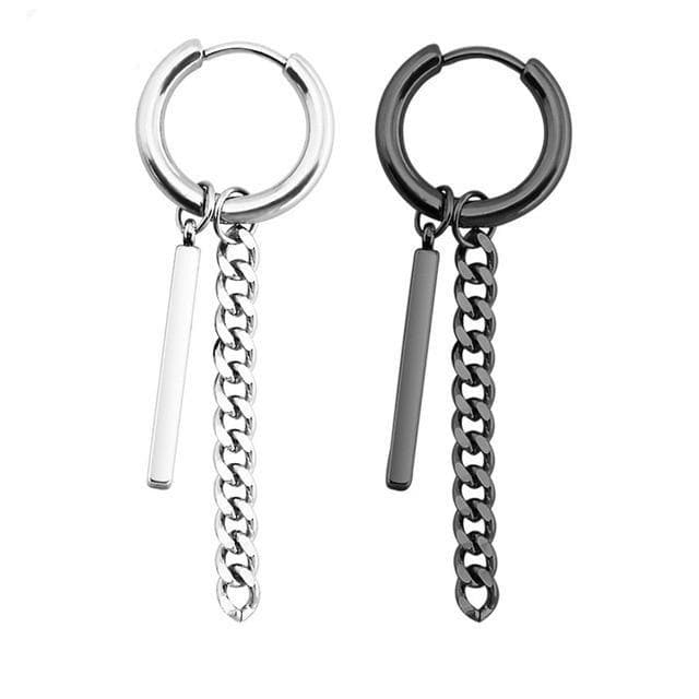 Hoop Earring Set (1 Silver + 1 Black) - Asian Fashion Lianox