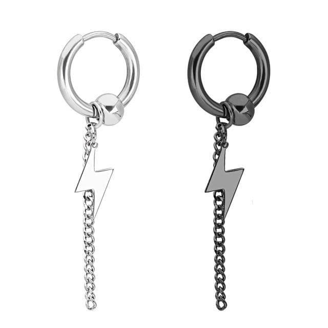 Hoop Earring Set (1 Silver + 1 Black) - Asian Fashion Lianox