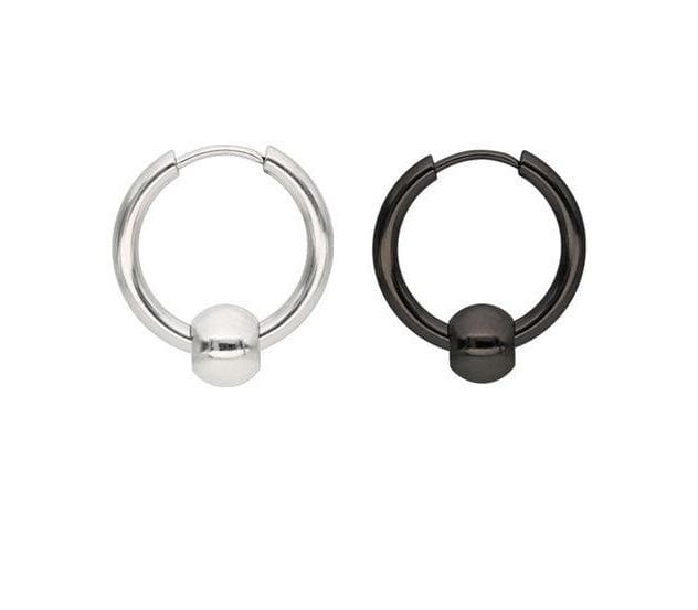 Hoop Earring Set (2 Black) - Asian Fashion Lianox