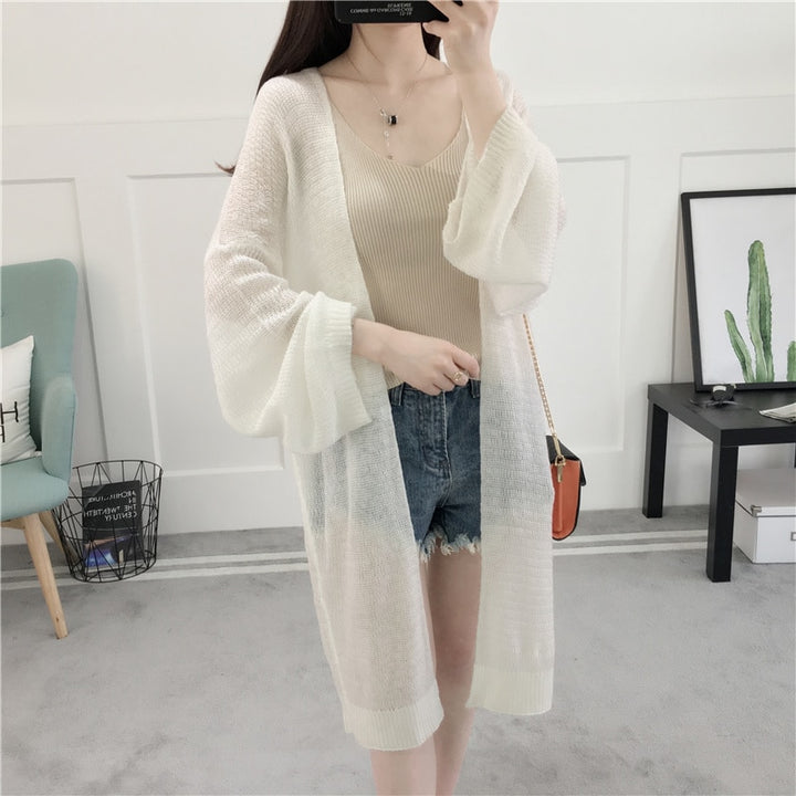 Knit See-Through Cardigan With Wide Sleeves